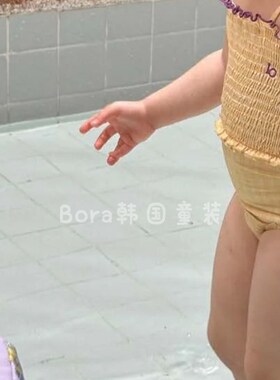 宝宝泳衣女宝夏装2025新款洋气连体泳装儿童潮流网红时尚黄色套装