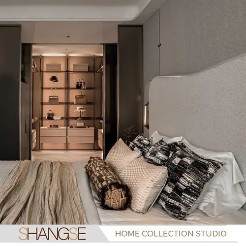 尚塞布艺高级意式抱枕轻奢样板间酒店别墅黑咖靠垫客厅床品12件套