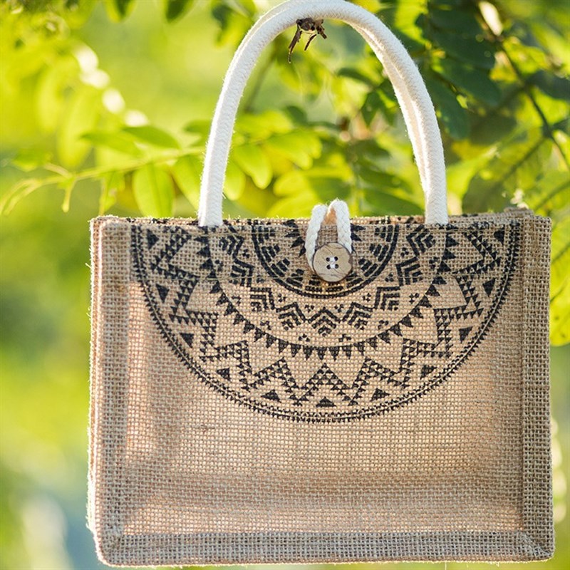 手提袋亚麻麻布袋女时尚外出学生拎书防水便当T饭盒袋子帆布包