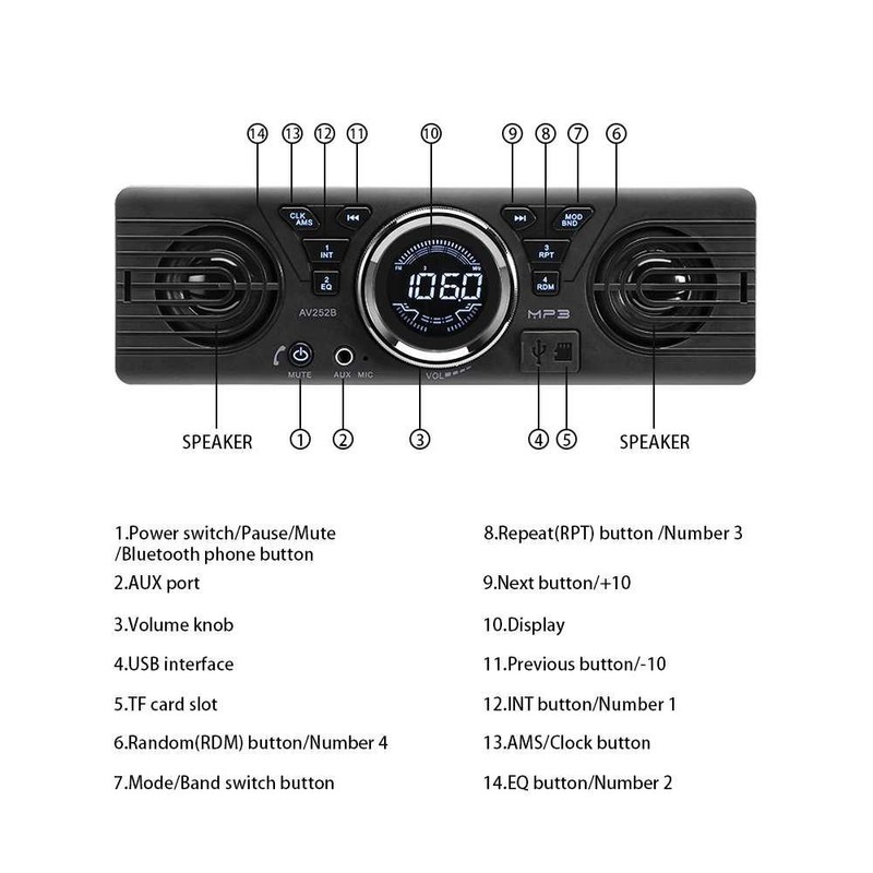 极速1-Din Bluetooth Car Radio Player Stereo Audio MP3 Pla