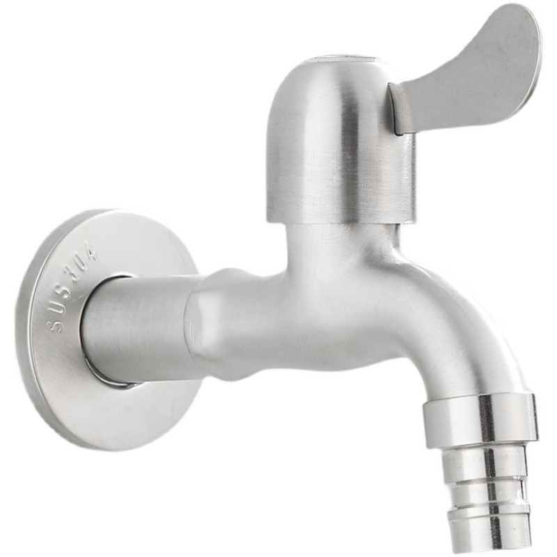 304不锈钢洗衣机小水龙头专用水嘴家用快开单冷入墙加长4分拖把池