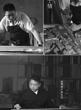 天音琴坊 整套古琴桌凳共鸣v箱禅意老桐木实木榫卯结构烧桐国学桌