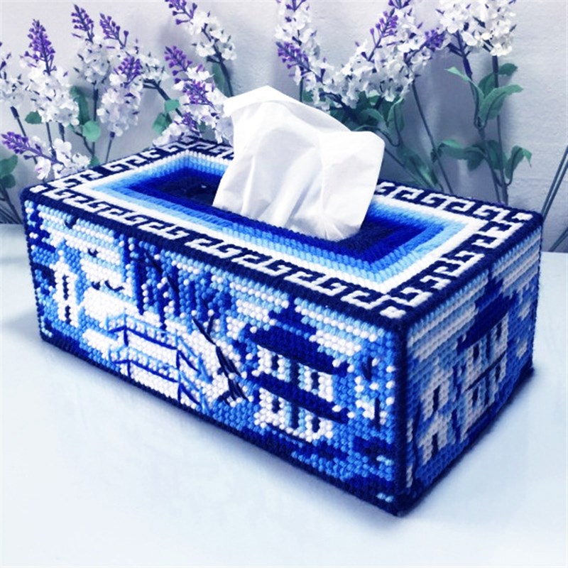 9WOR立体绣毛线绣5D十字绣新款客厅纸巾盒抽纸盒非印花钻石图画青