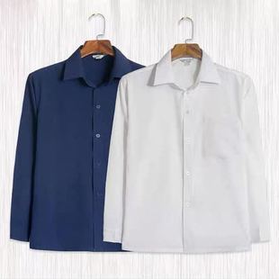 中老年长袖衬衫男装农民伯伯爸爸装40-50岁男士春季老人纯色衬衣