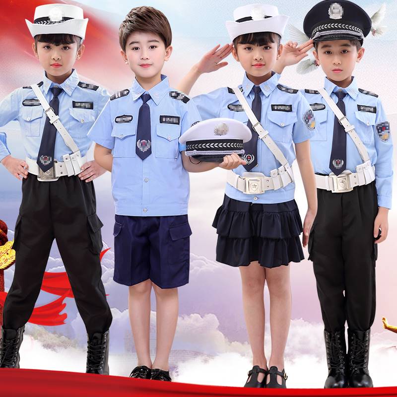 热销儿童警服男女童警官服演出服小孩交警军人衣服警辅服装警察服