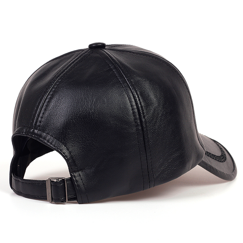 推荐Fashion Solid Winter Leather Baseball Cap Men Snapback A