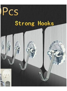 10pcs Adhesive Hooks Waterproof Wall Hooks No Nail y Hangers