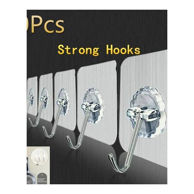 10pcs Adhesive Hooks Waterproof Wall Hooks No Nail y Hangers