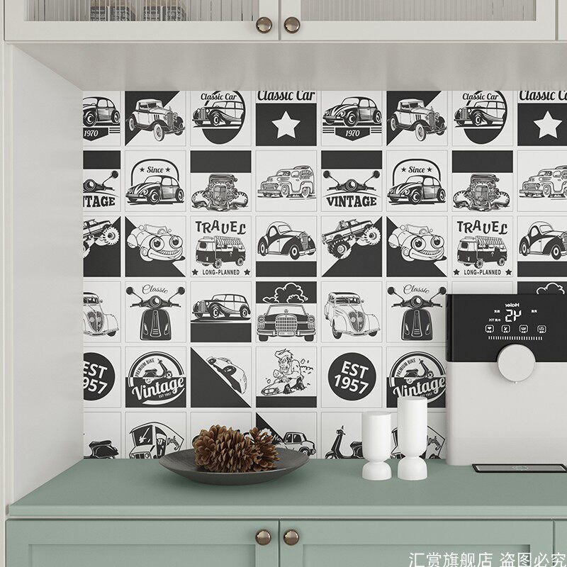 卡通贴纸墙贴厨房墙纸防水防油耐高温卫生间自粘可爱灶台贴画装饰,家居饰品,软装墙贴,淘宝优惠券,粉丝福利购,淘宝优惠卷