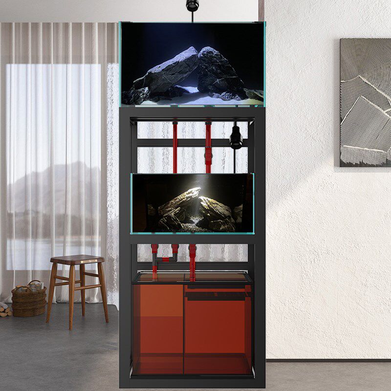 鱼缸大中小型新款客厅家用超白玻璃免换水溪流双层缸乌龟缸两栖缸