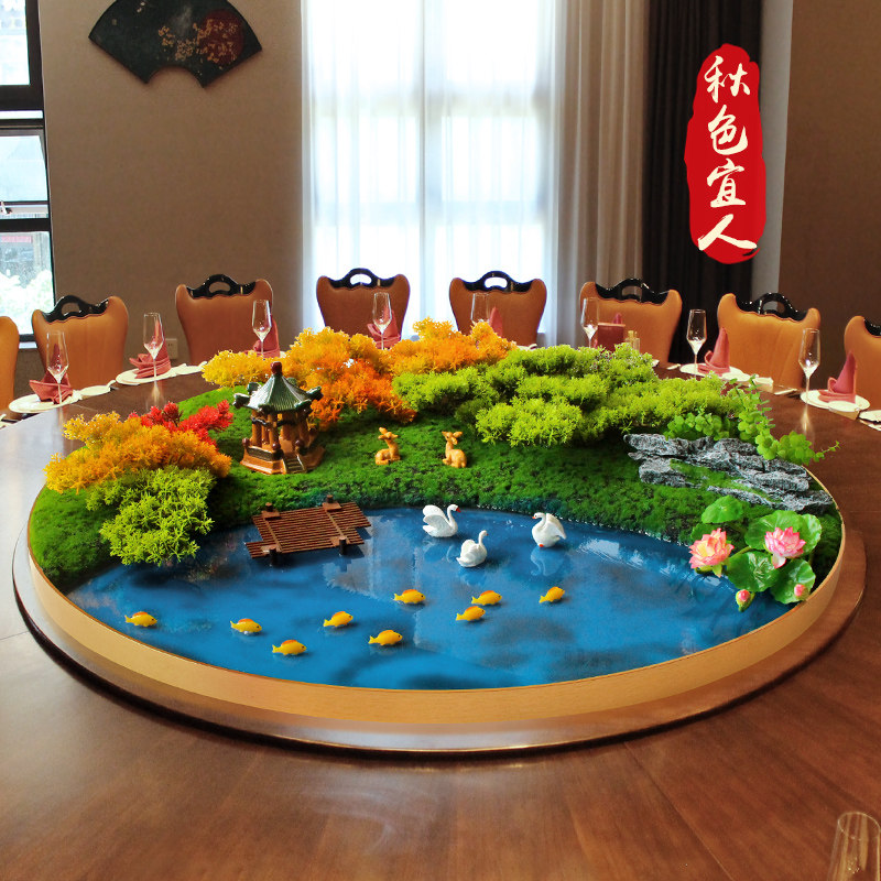 酒店餐桌大圆桌中间摆花转盘新中式真花摆件景观会所装饰品,家居饰品,餐桌花艺,淘宝优惠券,粉丝福利购,淘宝优惠卷