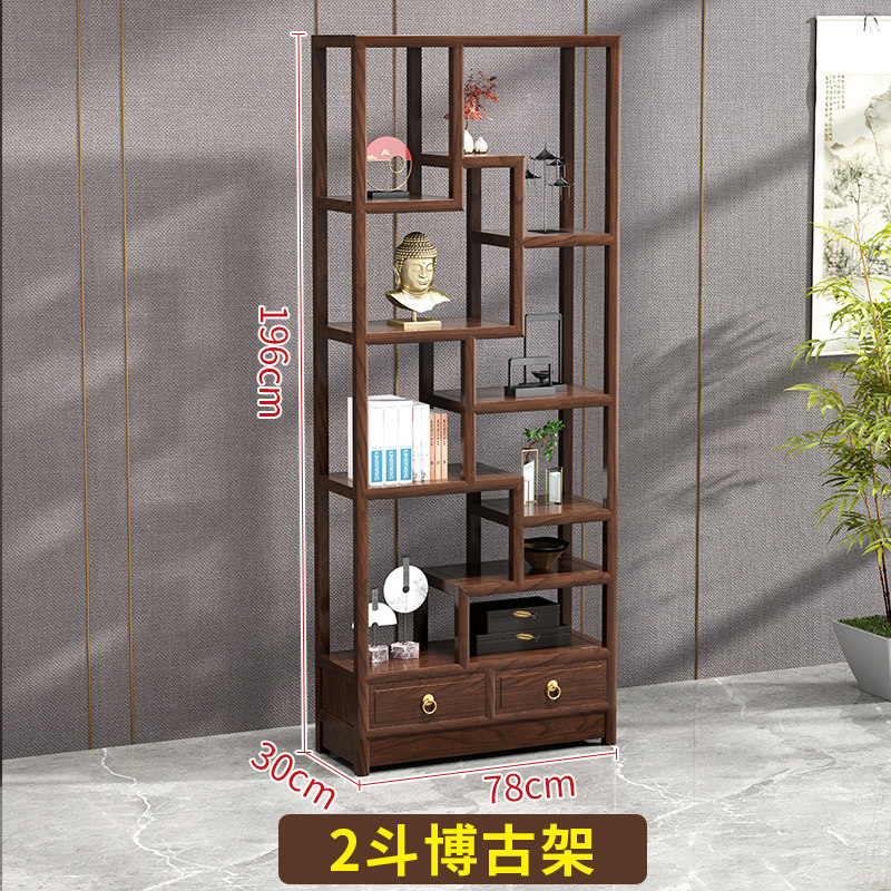 实木博古架多宝阁新中式书架办公室隔断架南榆木茶柜摆件架陈列柜