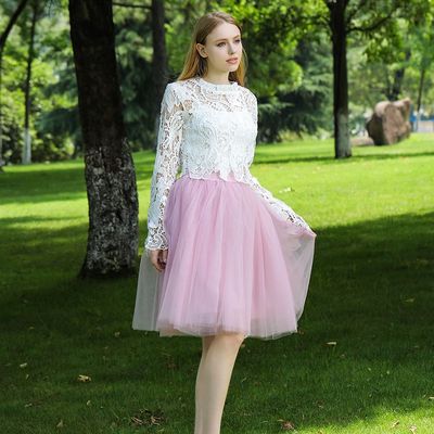 速发5 Layers 60cm Princess Midi Tulle Skirt Pleated Dance Tu