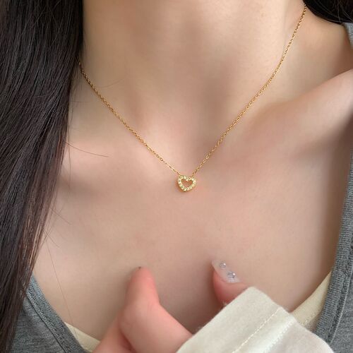 浪漫倾心|不掉色RINGRING商店项链女2024新款锆石爱心百搭锁骨链