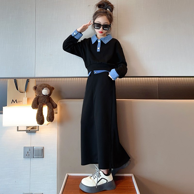 女童春装套装2024新款大童女装连衣裙春秋洋气儿童时髦女孩潮童装