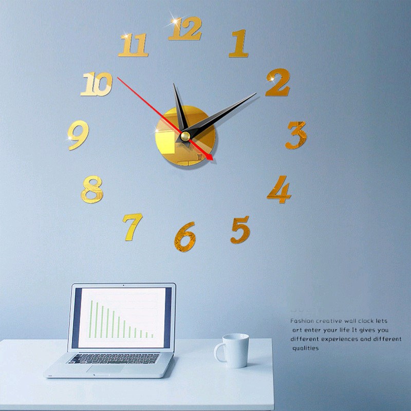 Modern Large Wall Clock 3d Mirror er nique Big Number Watch