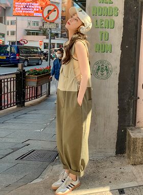 大码孕妇背带裤甜美小清新夏季薄款2024新款宽松遮肚孕晚期春秋装