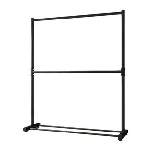 钢管晾衣架落地简易家用阳台卧室挂衣架不锈钢室内上下双层挂衣杆