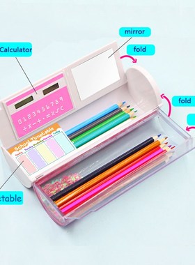 Boy Girls Teenage Pencil Case Stand Up Tranparent  Statione