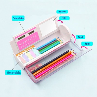 Boy Girls Teenage Pencil Case Stand Up Tranparent  Statione