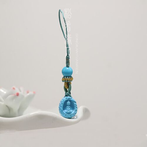 优化绿松石无相佛石窟小佛背云文玩配饰吊坠diy提溜108手串小侧挂