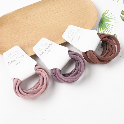 速发6 PCS Solid Color Basic Elastic Hair Bands For Girls Pin