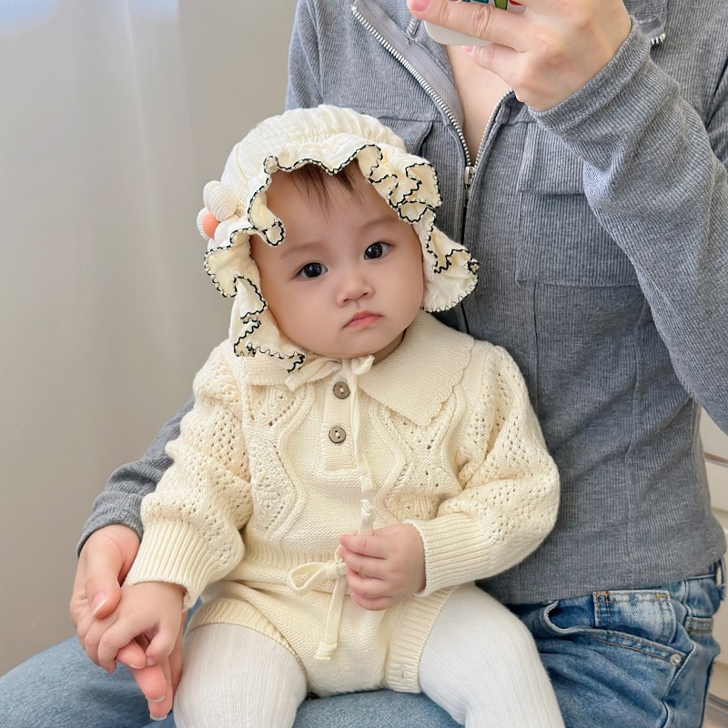 婴儿帽子春秋f款韩版洋派公主帽小月龄女宝宝宫廷风秋冬包头