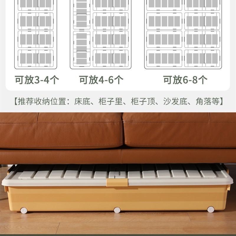 XXP4床底收纳盒带轮衣s服储物箱抽屉式整理箱床底收纳箱子床底下