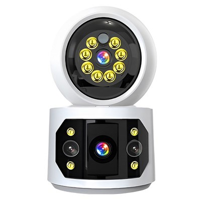 三画面监控器家用远程手机室内摄像头360°带语音家庭高清夜视摄