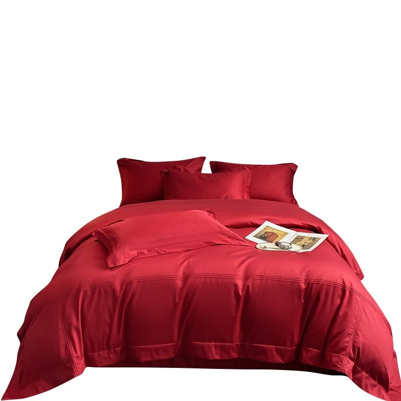 轻奢高级感纯棉婚庆四件套结婚红色被套床单婚嫁婚房全棉床上用品,床上用品,婚庆床品套件,淘宝优惠券,粉丝福利购,淘宝优惠卷