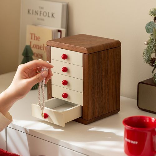 首饰盒收纳盒高档精致手耳饰品多层大容量木质珠宝柜新婚订婚礼物