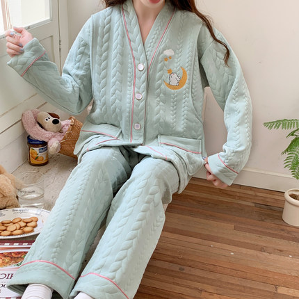 孕妇睡衣秋冬款孕期专用空气棉月子服春秋季纯棉产後加厚哺乳产妇