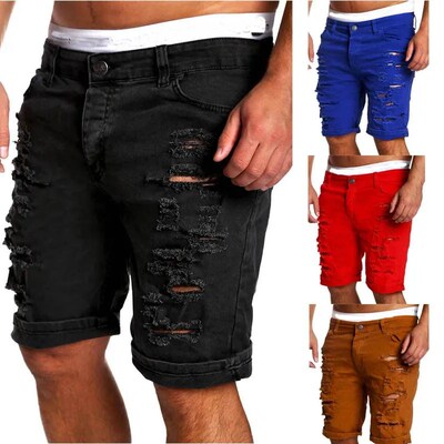 New Mens Denim Chino Fashion Shorts Washed Denim Boy Skinny