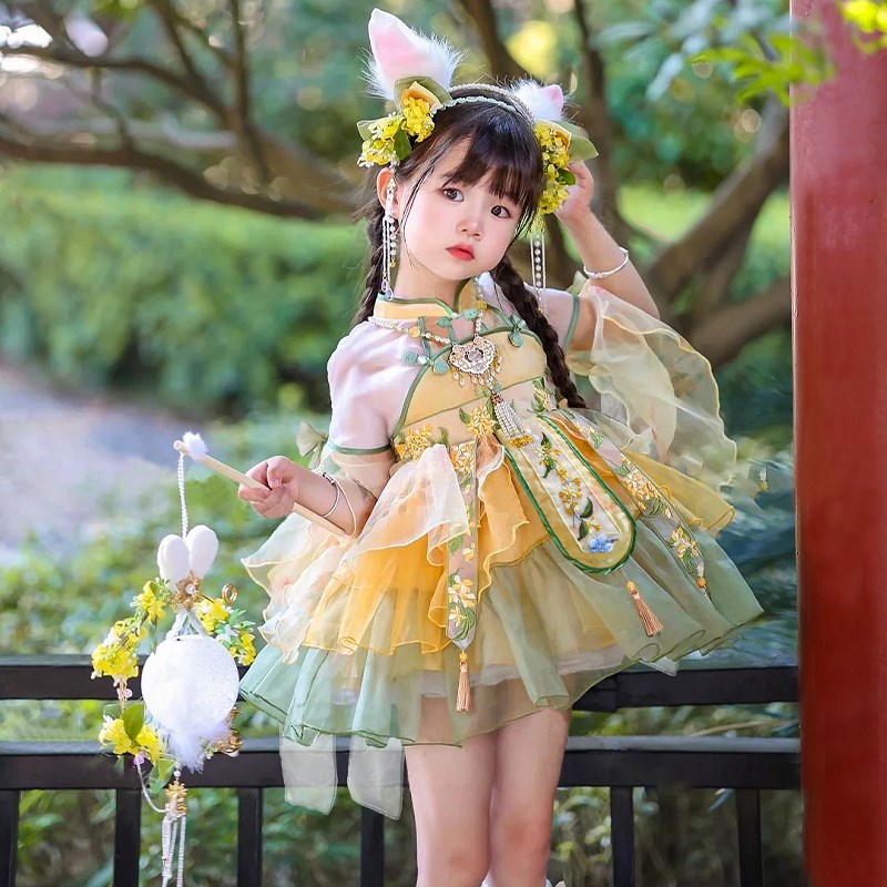 高货现货速发女童洛丽塔公主裙汉服古风连衣裙夏装2024新款女宝宝