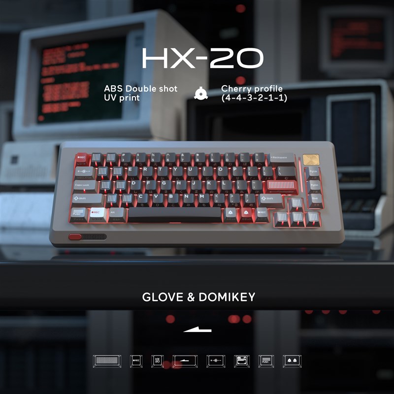 【尾货】HX-20 GLOVE X DomikeFy 原厂高度ABS二色UV侧刻客制化键