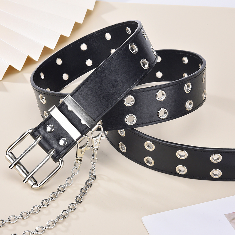 速发Women's Single Double or Rivet Grommet Belt, Punk Waist