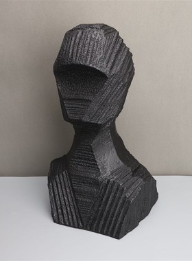 北欧树脂黑色无脸雕塑样板房售楼部卧室书房客厅餐厅桌面饰品摆件