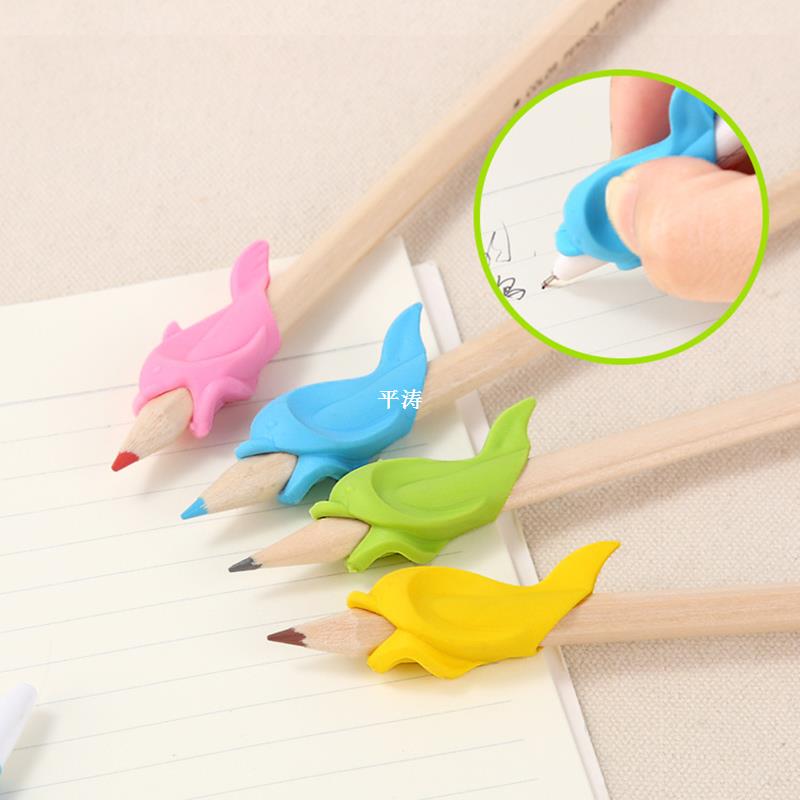 推荐5 Pcs Dolphin Shape Silicon Pencil Grips Kids Hold Pen W