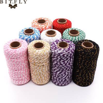 100 Meters 2mm Double Color Cotton Baker Twine Rope for DIY