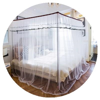 不锈钢夏天纹账1.5m1.8m床2米双人家用文帐W 宫廷蚊帐三开门落地式