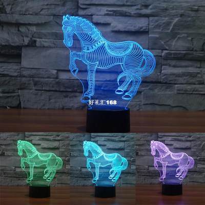 速发Creative Gifts 3D Lamp Horse Shape Acrylic Lamp 3D Illus