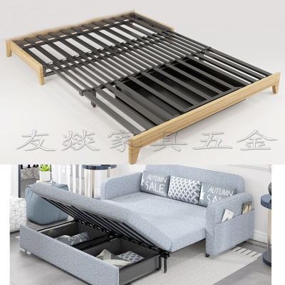 多功能沙发折叠床五金隐藏抽屉三拉排骨铁架沙发两用伸缩配件