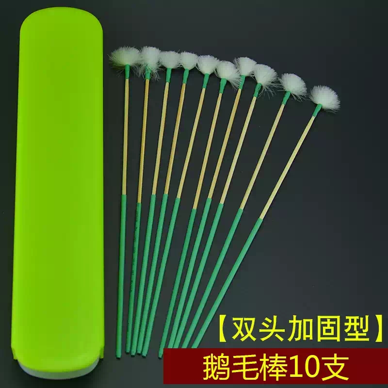 扬州采耳工具双头加固竹t柄鹅毛棒鸡毛棒鹤毛棒防滑手柄加固耳勺
