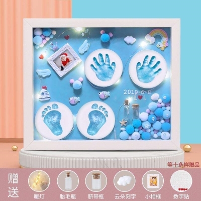 。婴儿脚印手印百天手足印新生儿手模宝宝印手掌儿童胎发印模手摸