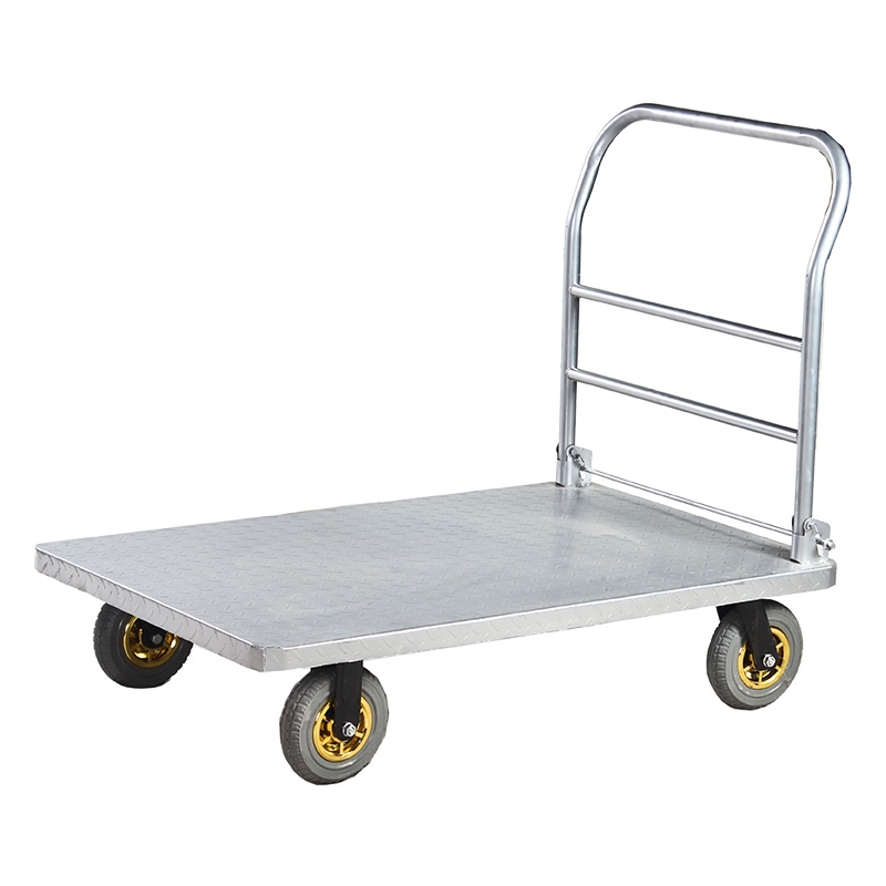 手推车拉b货平板车便携金属钢板家用小拖车工具送货仓库搬运车四