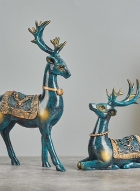 a欧式展示鹿架底座北欧玄关摆设欧摆件卧室环保雕像麋鹿田园1雕i.