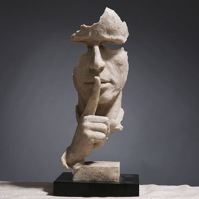 雕塑工艺品摆件创意沉默是金抽象复古办i公室客厅艺术品礼物品摆