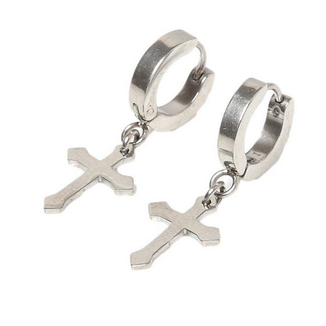 推荐4 colors wholesale women men cross shaped ear stud earri