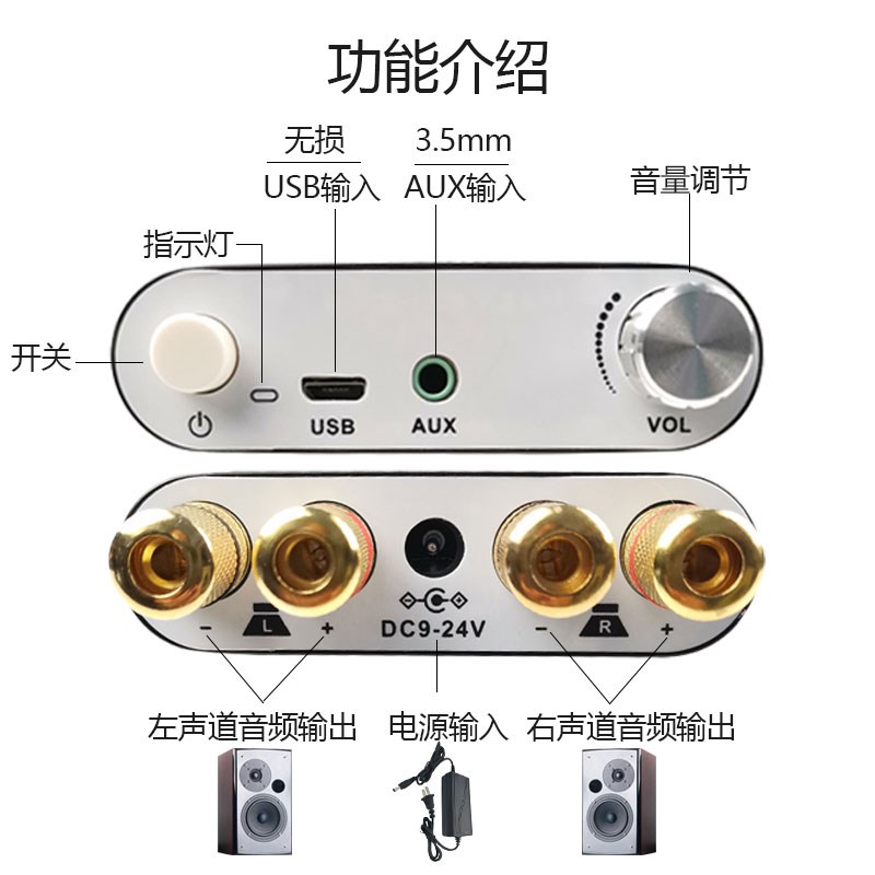 速发板20道功放音频双声立体声50WG50W50蓝牙铝合金金属模块