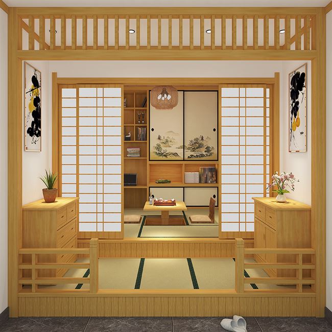 新品日式榻榻米全屋定制r整体实木茶室榻榻米床衣柜一体客厅塌塌